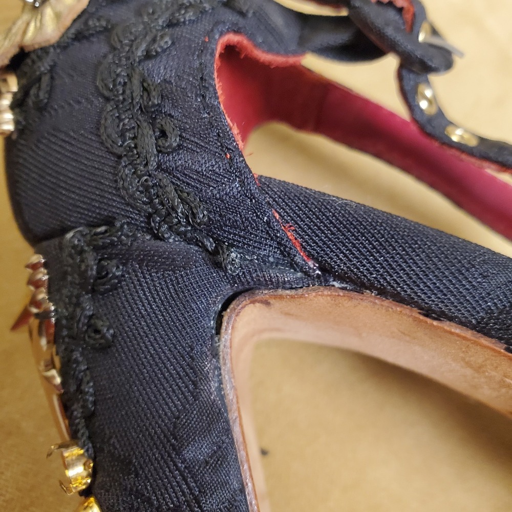 Dolce Gabbana Mary Jane Cloth Embellished Heel Shoes Sz 41 -Resoled Heel Caps - Picture 11 of 16